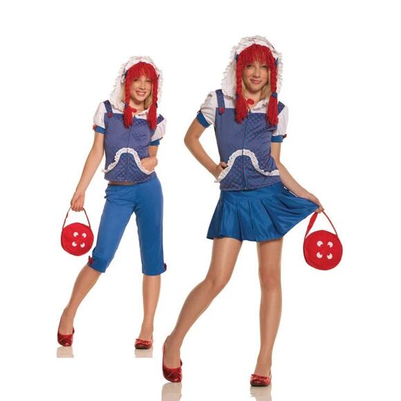 Elegant Moments Rag Doll Costume 5-Piece Set Hoodie Capris Skirt Purse Size M/L - Picture 7 of 7